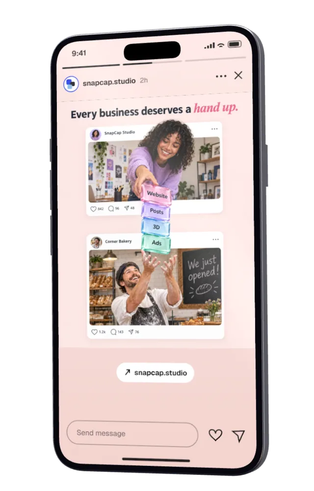 A phone showing a social post made by SnapCap